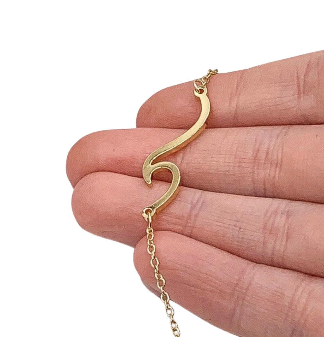 Collier vague simple, pendentif vague en or rose, collier effet vague, bijou minimaliste pour femme, collier surfeuse, bijou de plage, collier bohème