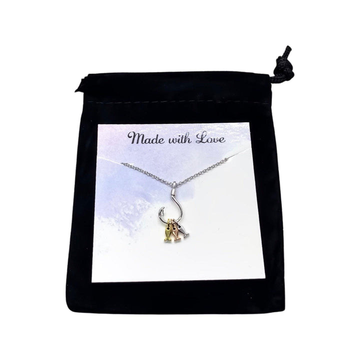 Fish Hook Necklace, Sterling Silver Pendant, Fishing Necklace, Dainty Jewelry, Nautical Necklace, Romantic Gift, Gift for Mother