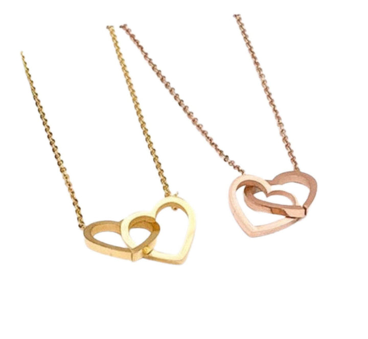 Collier 2 cœurs, Collier double cœur, Cadeau pour amoureux, Bijou pour grand-mère, Collier pour maman de deux enfants, Bijou de maternité, Cadeau d'anniversaire pour maman