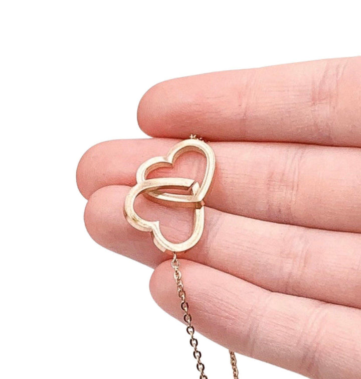 Collier 2 cœurs, Collier double cœur, Cadeau pour amoureux, Bijou pour grand-mère, Collier pour maman de deux enfants, Bijou de maternité, Cadeau d'anniversaire pour maman