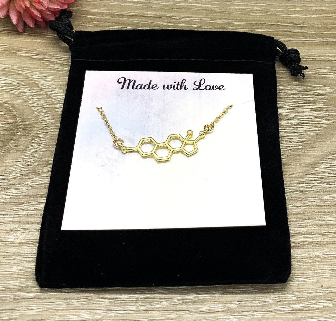 Collier d'œstrogènes, Bijou moléculaire, Cadeau de maternité, Collier féministe, Bijou pour femme, Cadeau d'émancipation, Structure moléculaire