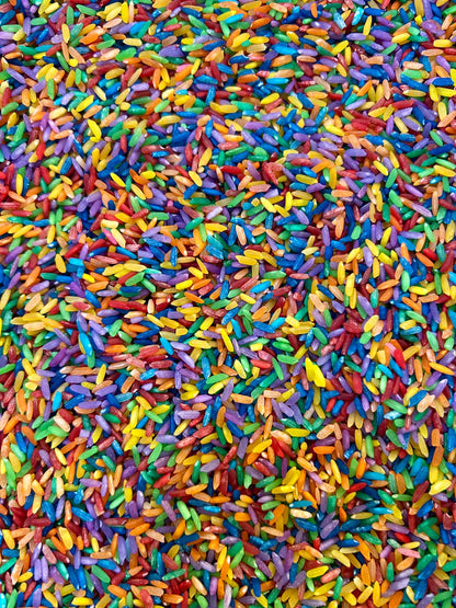 Rainbow Rice Sensory Bin Filler Mix | Colorful Dyed Rice for Montessori | Open-Ended Play – Bright Tuff Tray Filler | Calm Sensory Activity
