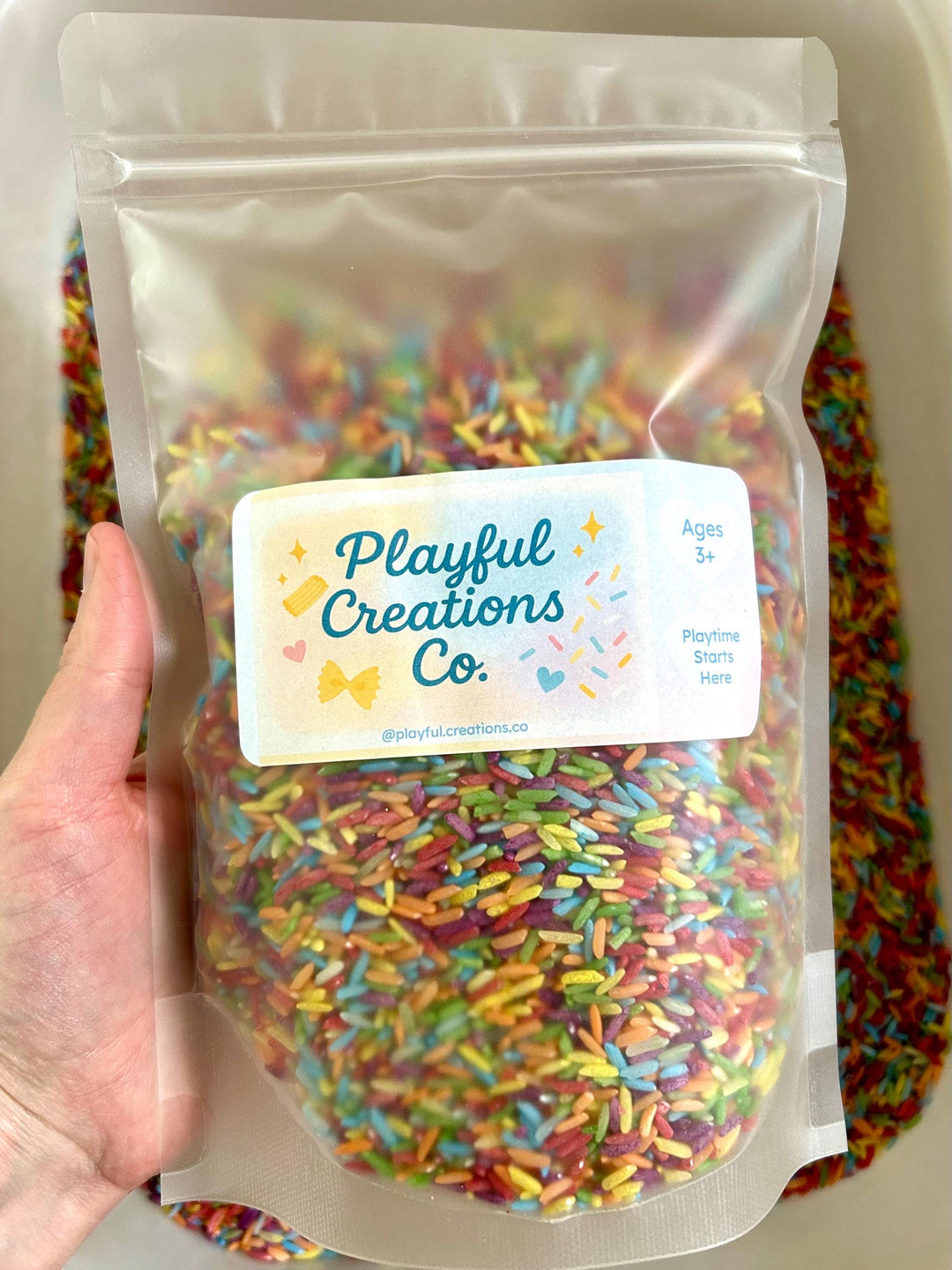 Create Your Own Rainbow Rice Kit for Sensory Bins | Playful Tuff Tray Setup | Brightly Painted Rice for Children | Colorful Homeschool Play