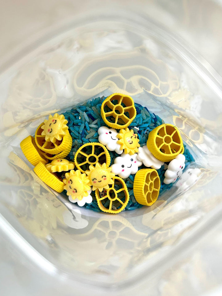 Sunny vs Stormy Weather Sensory Bin Mix | Lightning, Clouds, Rain and Sun Filler | Montessori Learning | Playtime Exploration for Preschool