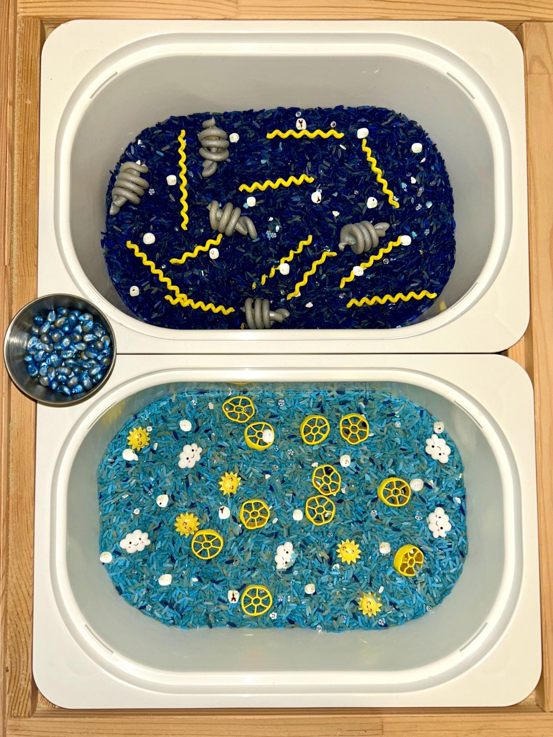 Sunny vs Stormy Weather Sensory Bin Mix | Lightning, Clouds, Rain and Sun Filler | Montessori Learning | Playtime Exploration for Preschool