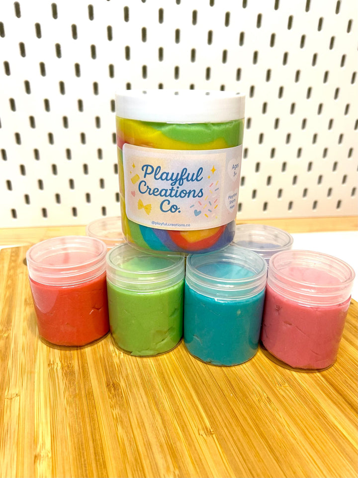 Sparkly Colorful Handmade Playdough | Bright Rainbow Sensory Dough for Kids | Non-Toxic, Soft Play Dough | Custom Party Favors