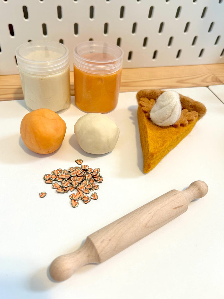 Pumpkin Pie Playdough Set | Autumn Sensory Dough Kit | Handmade Non-Toxic Playdough with Loose Parts | Montessori Fall Play