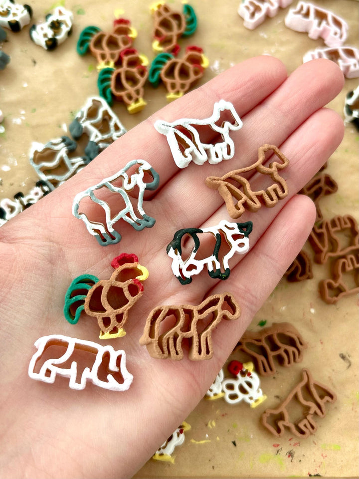 Farm Animals Sensory Filler | Barnyard Sensory Bin Mix | Hay Pasta Sensory Play | Painted Farm Animals | Fall Montessori Small World Play