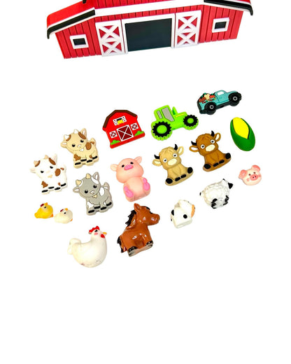 Barnyard Sensory Bin Mix | Farm Animals & Tractor Sensory Filler | Farmer Pretend Play | Mini Cow Goat Rooster Chicken Pig Sheep Lamb Horse