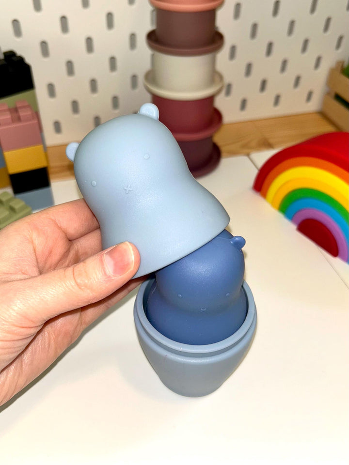 Montessori Silicone Stacking Cups | Baby Sensory & Bath Toy | BPA-Free Silicone Nesting Cups with Holes | Early Learning | Open-Ended Play