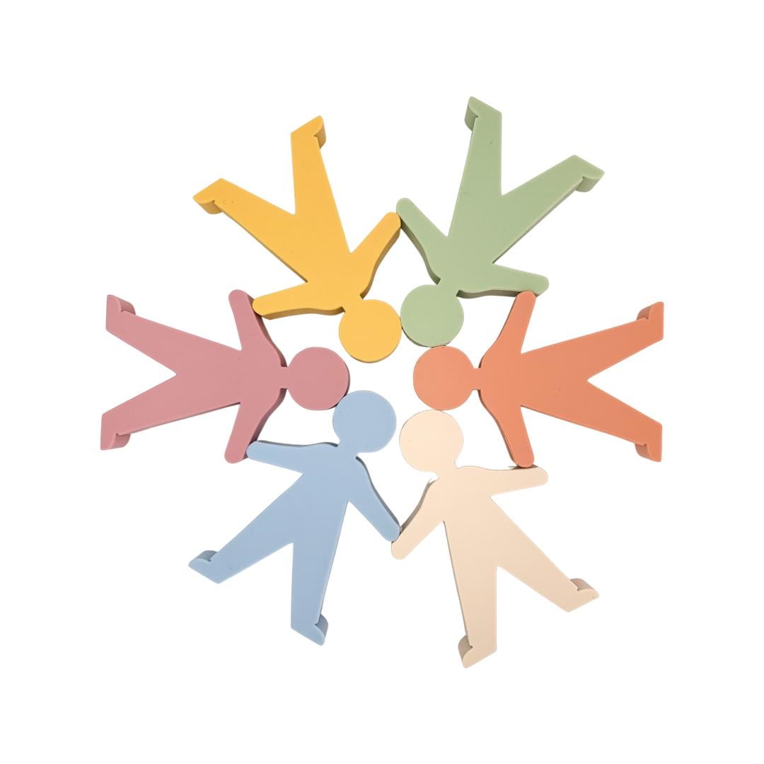 Silicone Stacking People Set of 6 | Soft Baby Toys | Montessori Sensory Fun | BPA-Free Teething Activity | Open-Ended Play for Toddlers