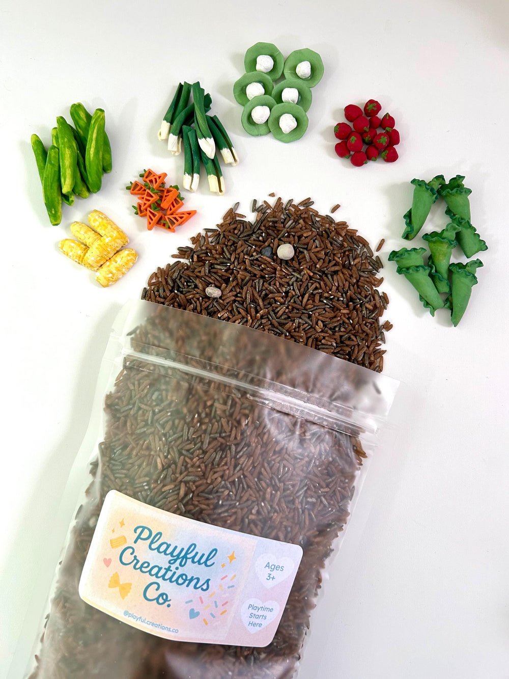 Fall Harvest Sensory Filler Mix | Vegetable Garden Theme | Rice, Chickpeas & Handpainted Pasta | Autumn Montessori Play Setup | Woodland Fun