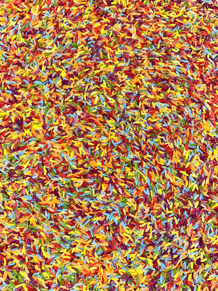 Create Your Own Rainbow Rice Kit for Sensory Bins | Playful Tuff Tray Setup | Brightly Painted Rice for Children | Colorful Homeschool Play