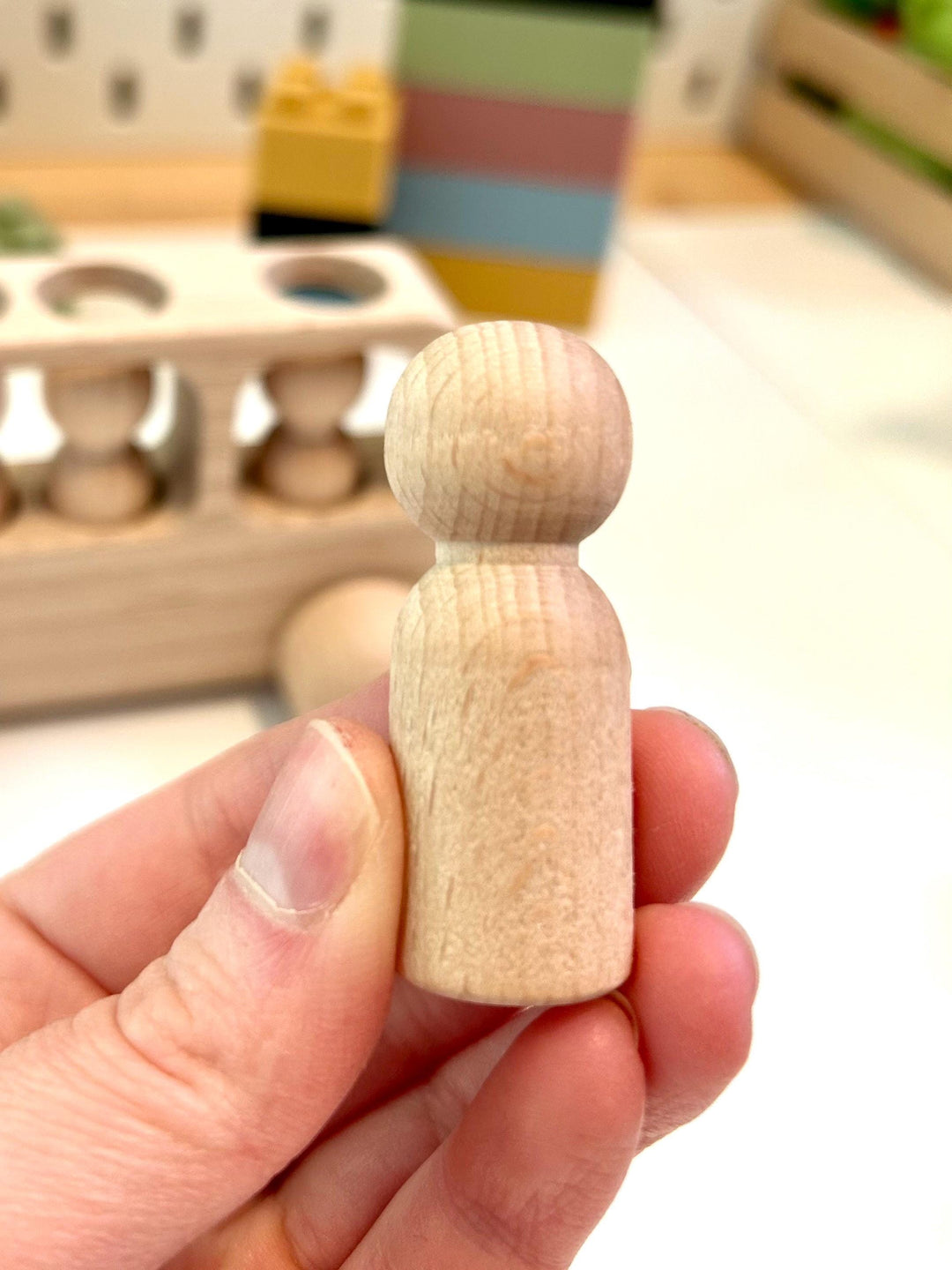 Natural Beechwood Bus with Peg Dolls | Montessori Wooden Toy | Open-Ended Play | Waldorf Small World | Handmade Wooden Bus for Kids Gift