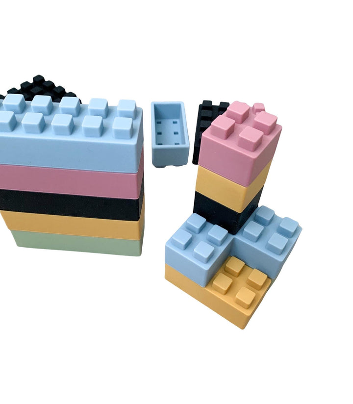 20pcs Silicone Building Blocks | Soft Baby Blocks | Montessori Sensory Toy | BPA-Free Teether Bricks | Open-Ended Play for Toddlers