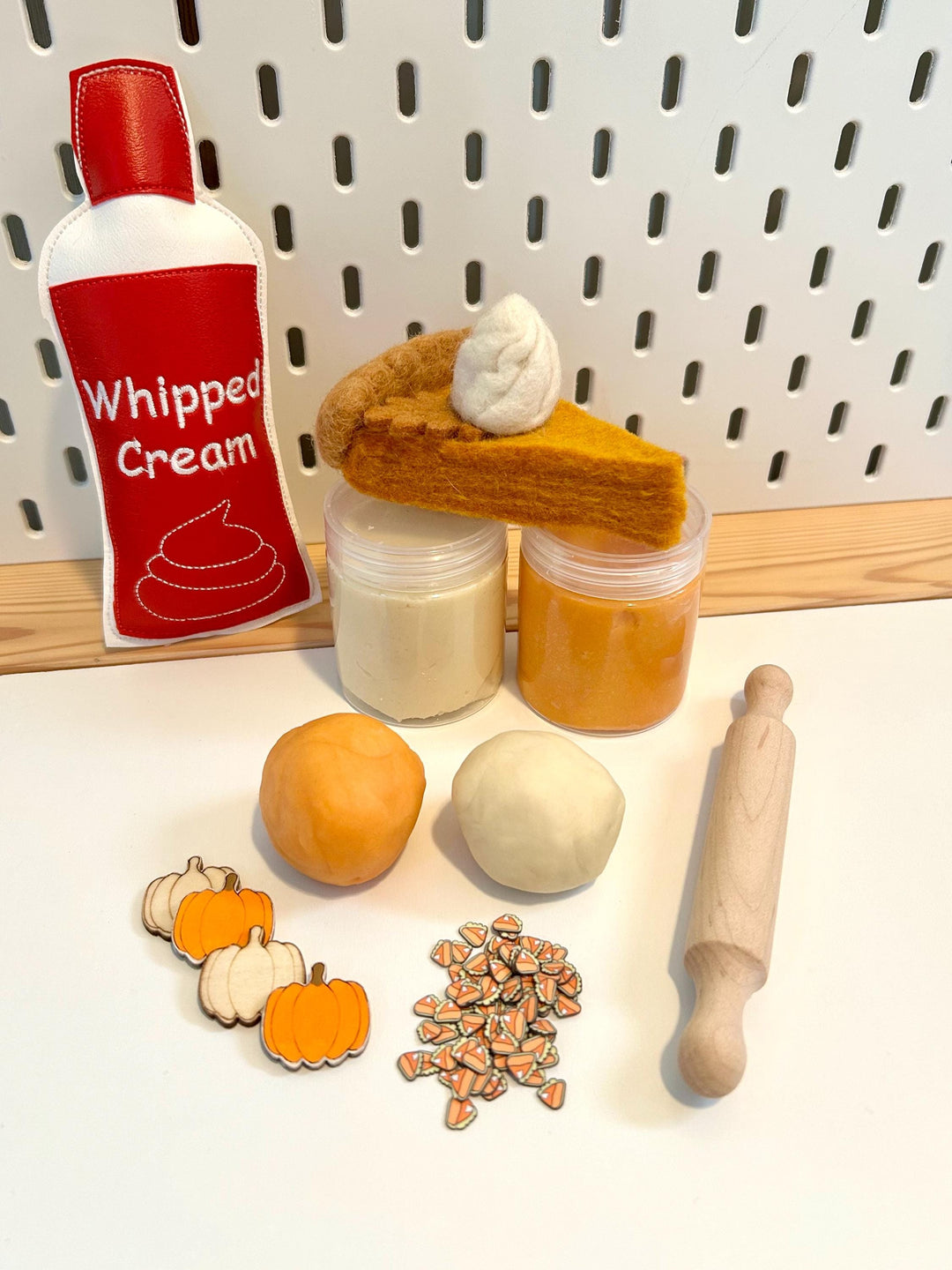 Pumpkin Pie Playdough Set | Autumn Sensory Dough Kit | Handmade Non-Toxic Playdough with Loose Parts | Montessori Fall Play