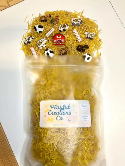 Barnyard Sensory Bin Mix | Farm Animals & Tractor Sensory Filler | Farmer Pretend Play | Mini Cow Goat Rooster Chicken Pig Sheep Lamb Horse