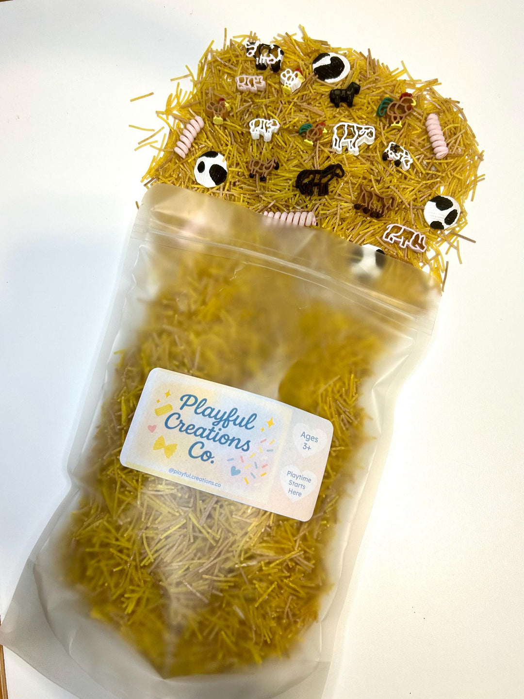 Farm Animals Sensory Filler | Barnyard Sensory Bin Mix | Hay Pasta Sensory Play | Painted Farm Animals | Fall Montessori Small World Play