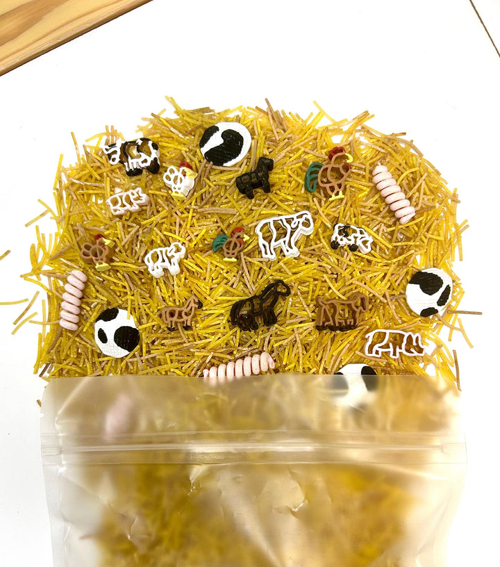Barnyard Sensory Bin Mix | Farm Animals & Tractor Sensory Filler | Farmer Pretend Play | Mini Cow Goat Rooster Chicken Pig Sheep Lamb Horse