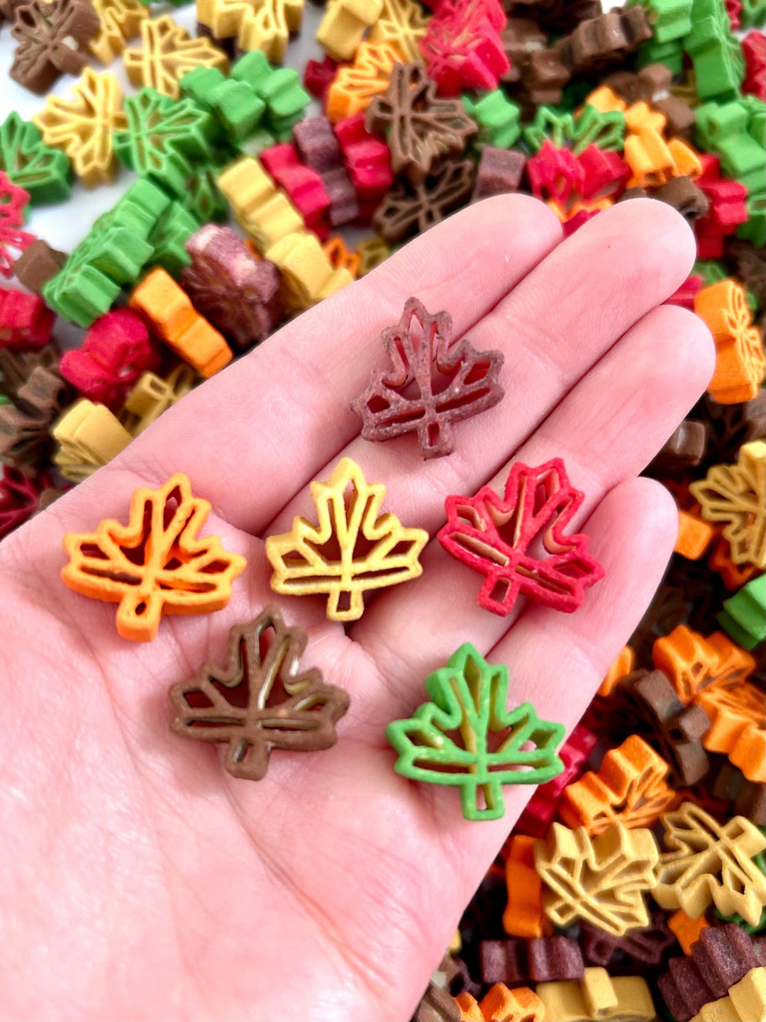 Falling Leaves Sensory Filler | Maple Leaf Play Mix | Fall Sensory Bin Filler | Autumn Tray | Montessori Sensory Setup | Hand-Painted Pasta