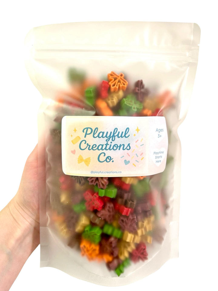 Falling Leaves Sensory Filler | Maple Leaf Play Mix | Fall Sensory Bin Filler | Autumn Tray | Montessori Sensory Setup | Hand-Painted Pasta