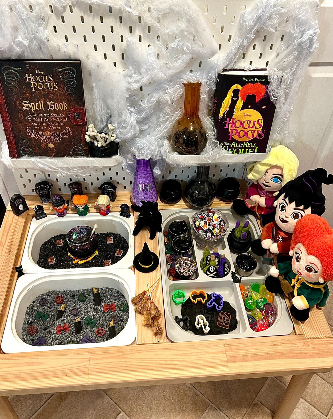 Witch Sisters Add-On Mini Charms Set | Hocus Pocus Witchy Mini Toys Play Setup | Spellbook, Cauldron & Hat Sensory Accessories Loose Parts