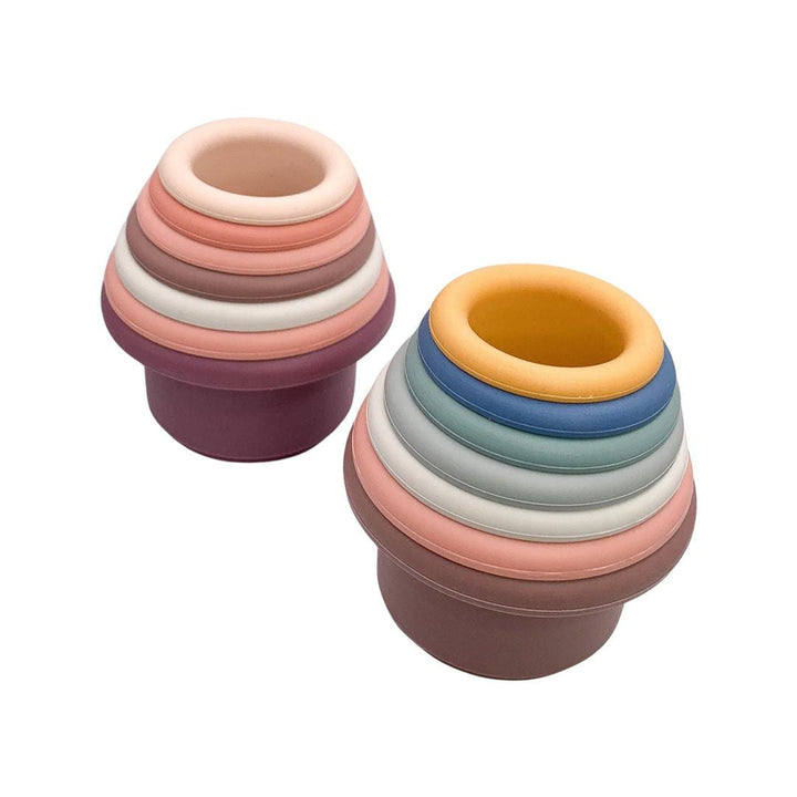 Montessori Silicone Stacking Cups | Baby Sensory & Bath Toy | BPA-Free Silicone Nesting Cups with Holes | Early Learning | Open-Ended Play