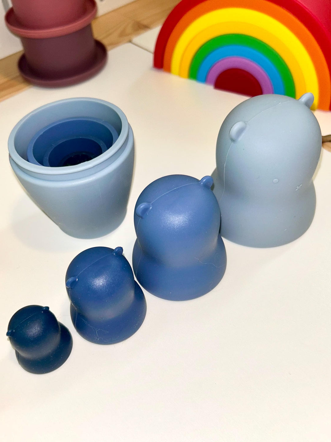 Montessori Silicone Stacking Cups | Baby Sensory & Bath Toy | BPA-Free Silicone Nesting Cups with Holes | Early Learning | Open-Ended Play