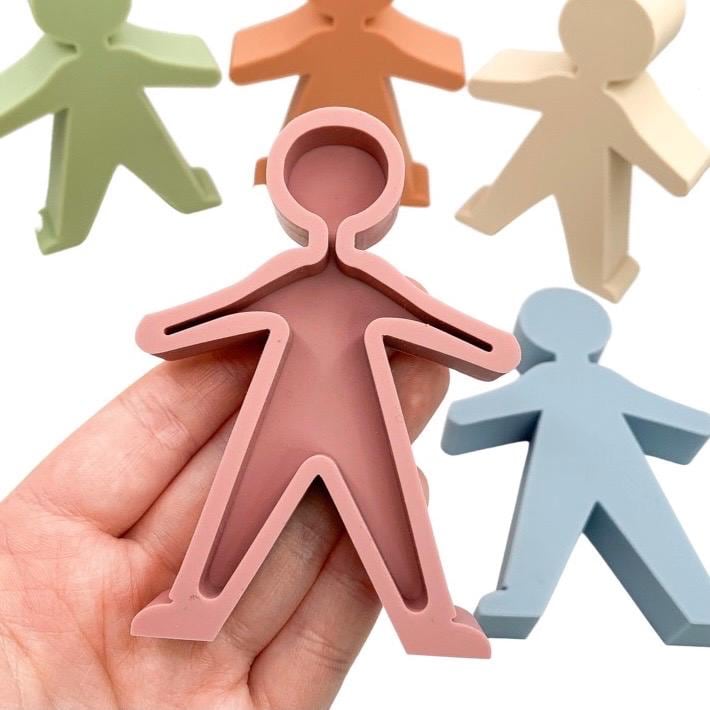 Silicone Stacking People Set of 6 | Soft Baby Toys | Montessori Sensory Fun | BPA-Free Teething Activity | Open-Ended Play for Toddlers