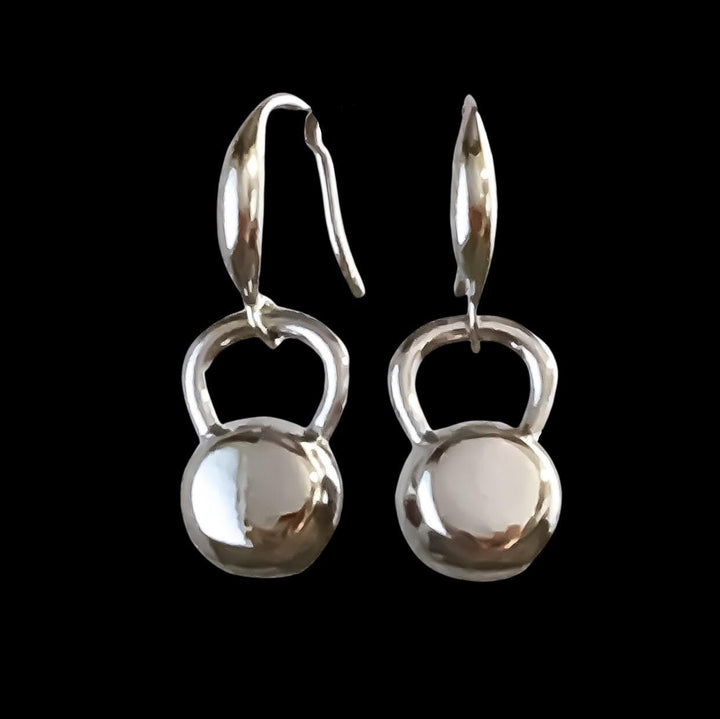 Kettlebell Hook Earrings | Dangling Fitness Jewelry | Gold or Silver | Cute Gym Earrings | Workout Accessory | Weightlifting Trainer