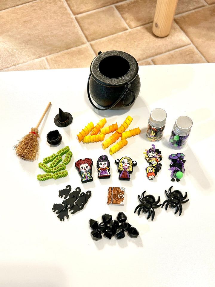 Witch Sisters Sensory Filler Mix | Hocus Pocus Inspired Play Bin Filler | Miniature Spellbook | Black Flame Candle Mix | Halloween Sensory