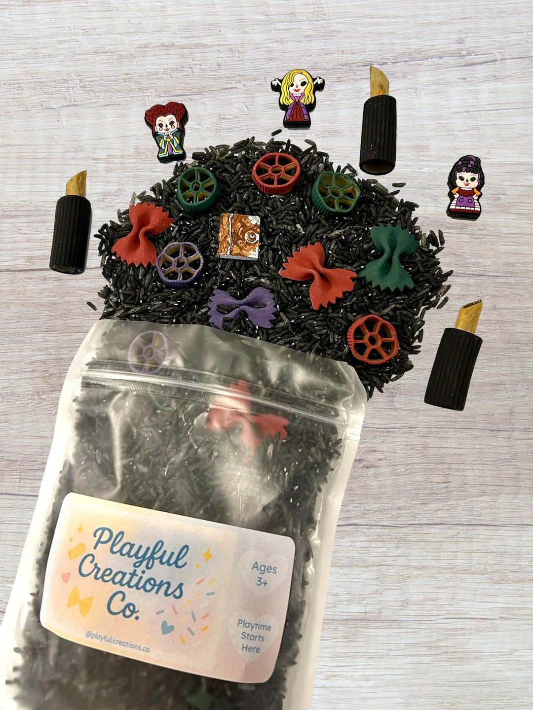 Witch Sisters Add-On Mini Charms Set | Hocus Pocus Witchy Mini Toys Play Setup | Spellbook, Cauldron & Hat Sensory Accessories Loose Parts