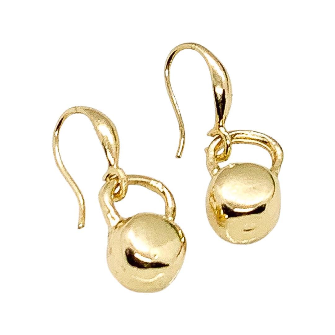 Kettlebell Hook Earrings | Dangling Fitness Jewelry | Gold or Silver | Cute Gym Earrings | Workout Accessory | Weightlifting Trainer