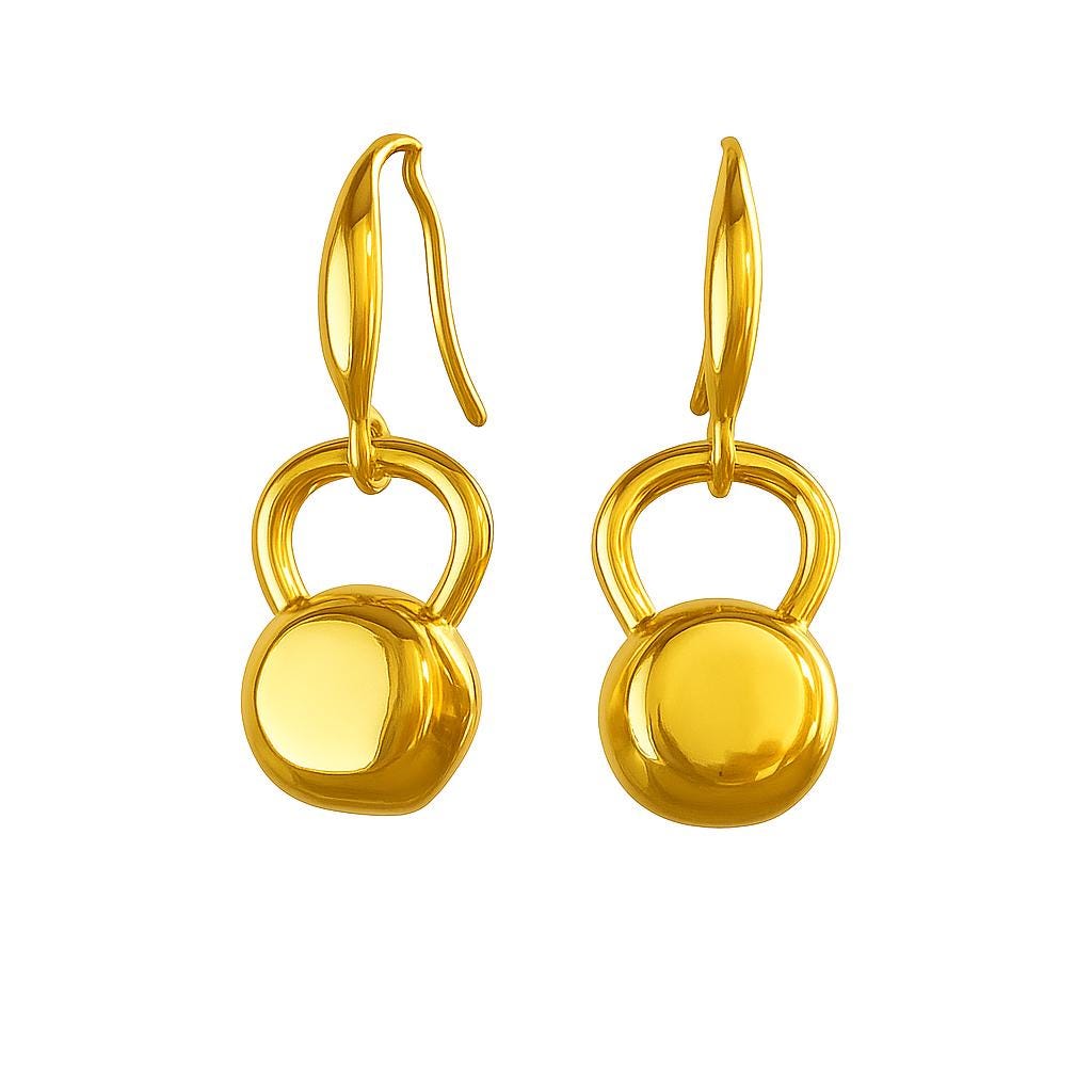 Kettlebell Hook Earrings | Dangling Fitness Jewelry | Gold or Silver | Cute Gym Earrings | Workout Accessory | Weightlifting Trainer