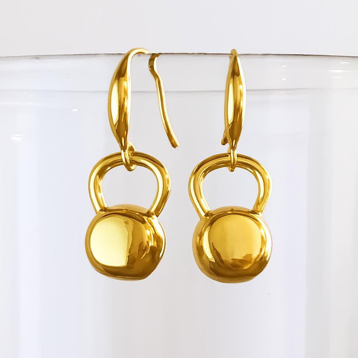 Kettlebell Hook Earrings | Dangling Fitness Jewelry | Gold or Silver | Cute Gym Earrings | Workout Accessory | Weightlifting Trainer