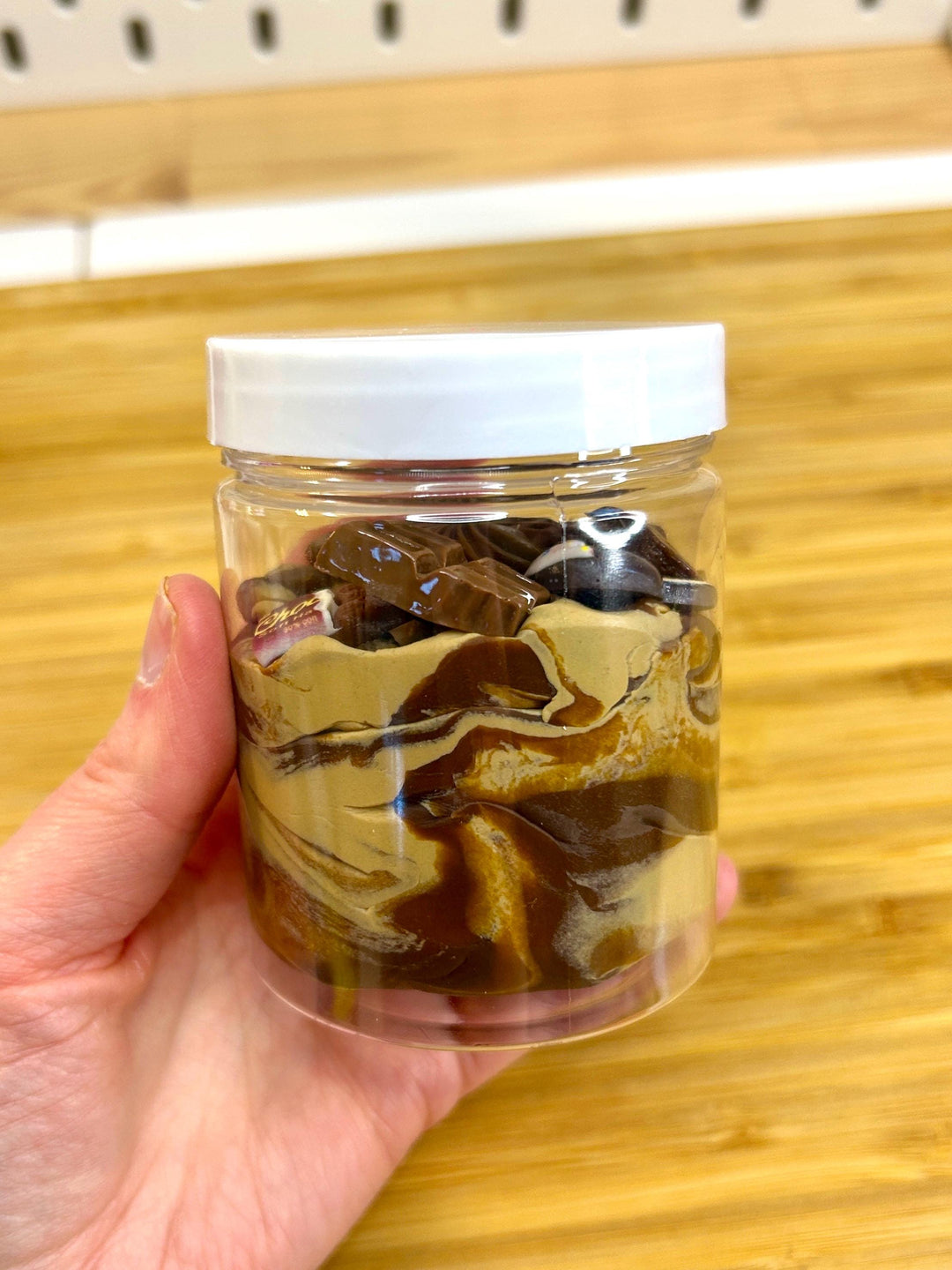 Chocolate Swirl Playdough Jar with Chocolate Charms & Mini Spoon | Fun Sensory Play Dough | Pretend Dessert Play | Ice Cream Parlour Play