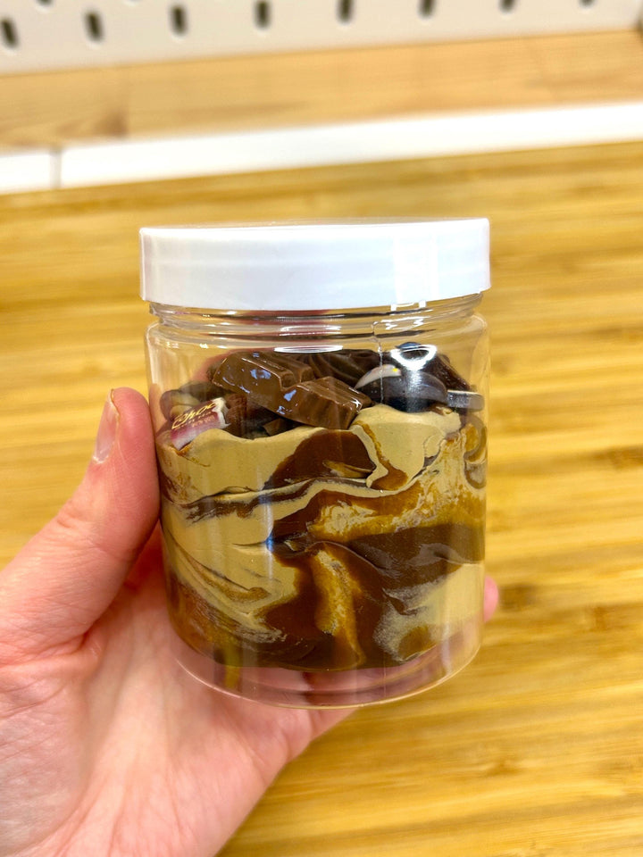 Chocolate Swirl Playdough Kit | Valentine Playdough | Chocolate Resin Charms | Sensory Play | 8oz Playdough Jar