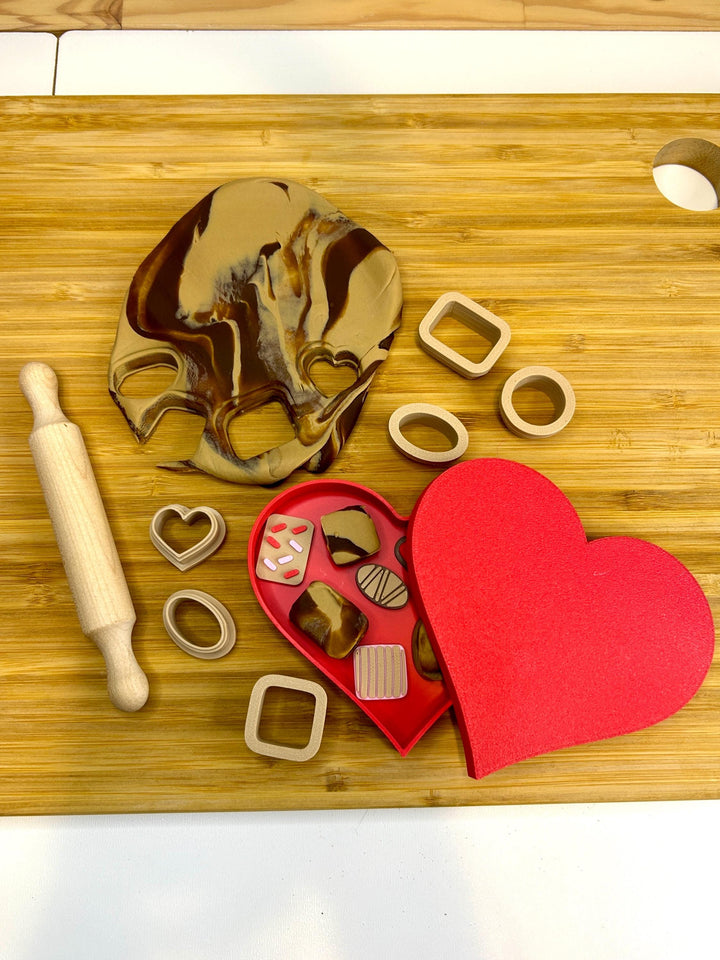 Chocolate Swirl Playdough Kit | Valentine Playdough | Chocolate Resin Charms | Sensory Play | 8oz Playdough Jar