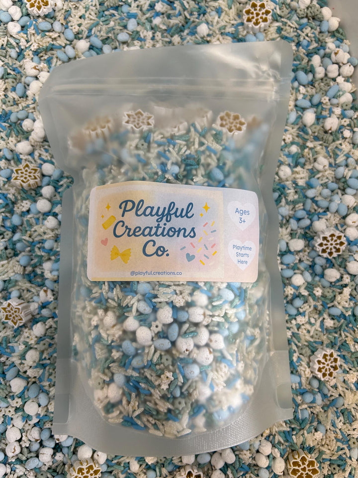 Winter Sensory Filler Kit | Snowflake Pasta, Rice & Chickpeas | Montessori Play | Tuff Tray Sensory Play | Seasonal Sensory Bin