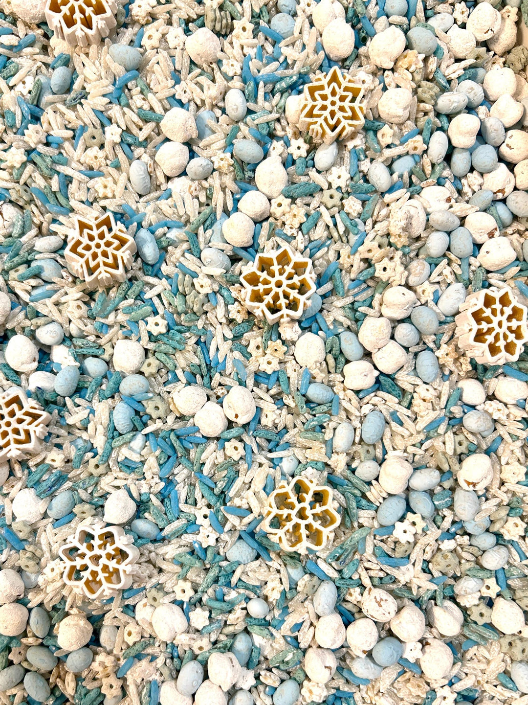 Winter Sensory Filler Kit | Snowflake Pasta, Rice & Chickpeas | Montessori Play | Tuff Tray Sensory Play | Seasonal Sensory Bin