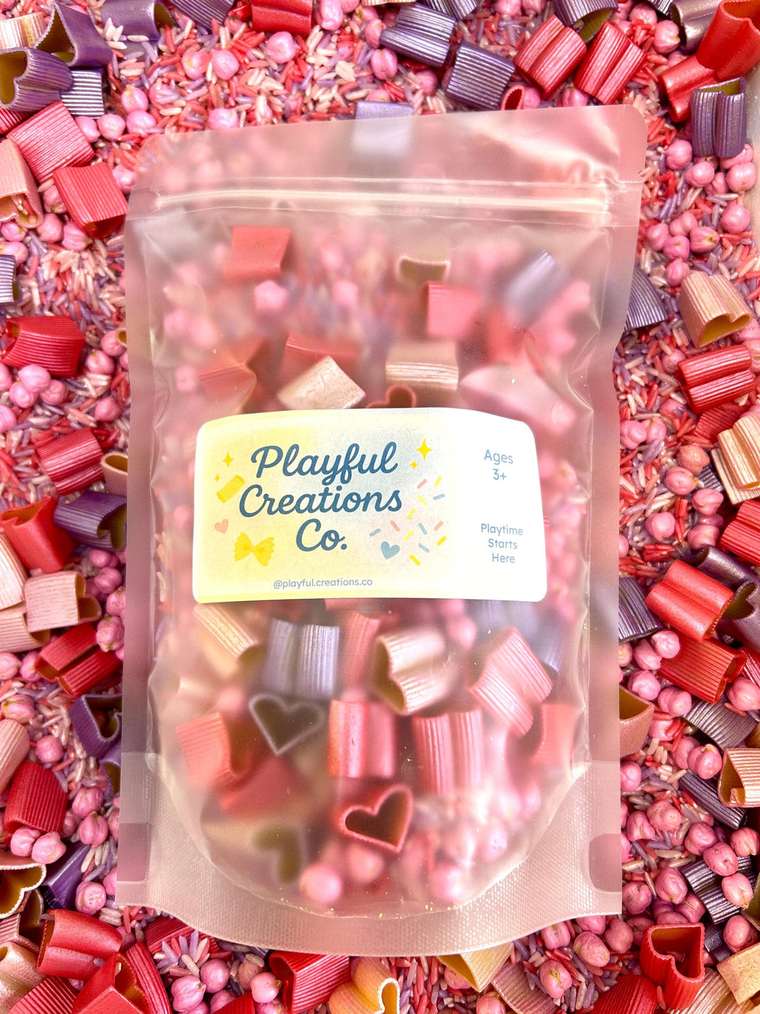 Metallic Hearts Sensory Filler Mix | Valentine Sensory Bin | Shiny Heart Loose Parts | Montessori Play | Pour & Scoop Sensory Play