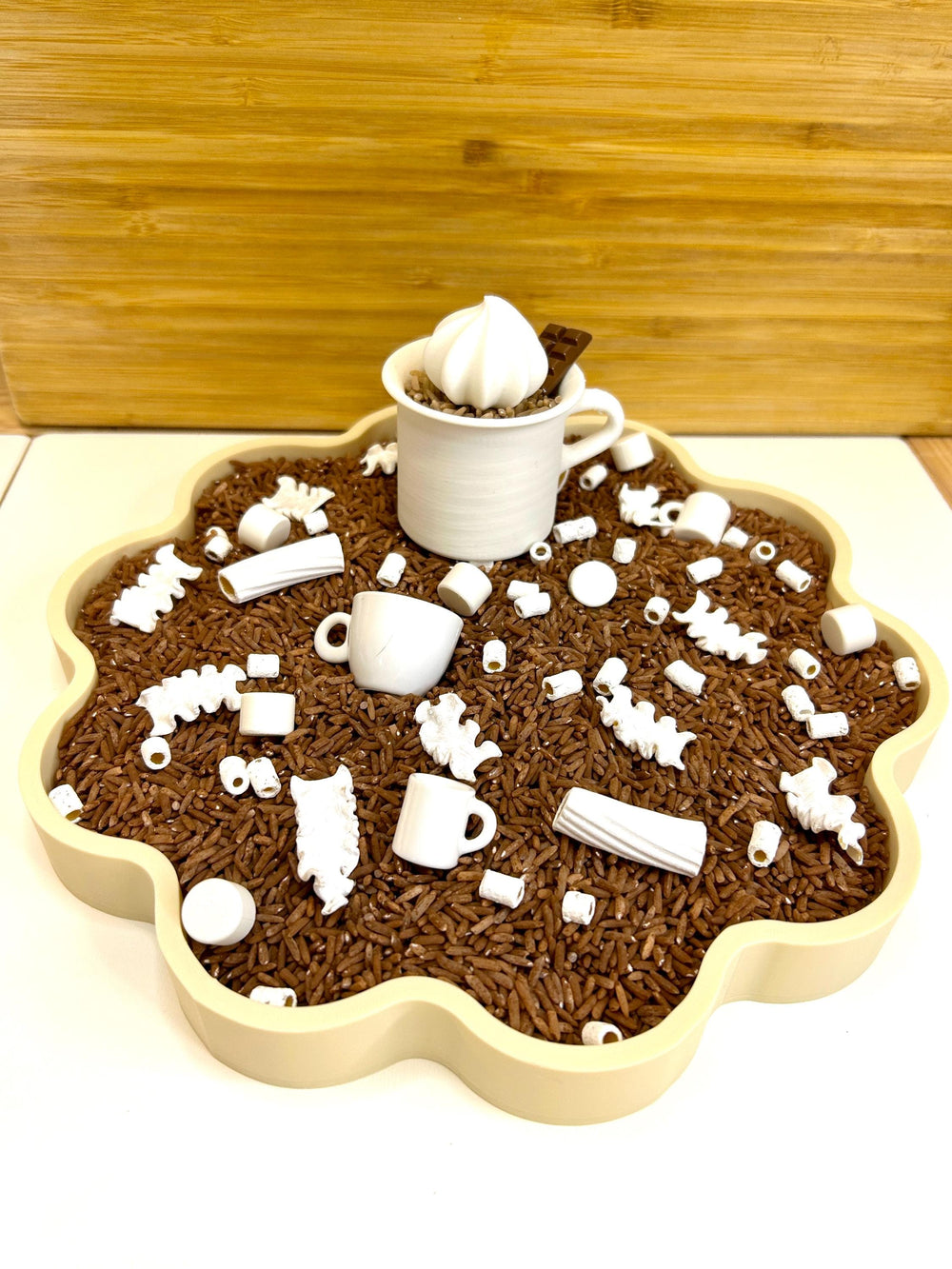 Hot Cocoa Sensory Filler Mix | Hot Chocolate Play Rice & Pasta | Marshmallow Sensory Bin | Winter Pretend Play | Montessori Sensory Play