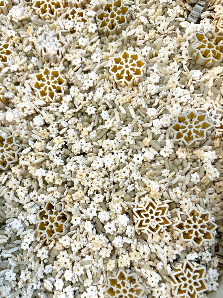 Snowflake & Penguin Sensory Bin | Winter Sensory Filler Mix | Arctic Sensory Play | Faux Ice Cubes | Montessori Play | Handpainted Pasta