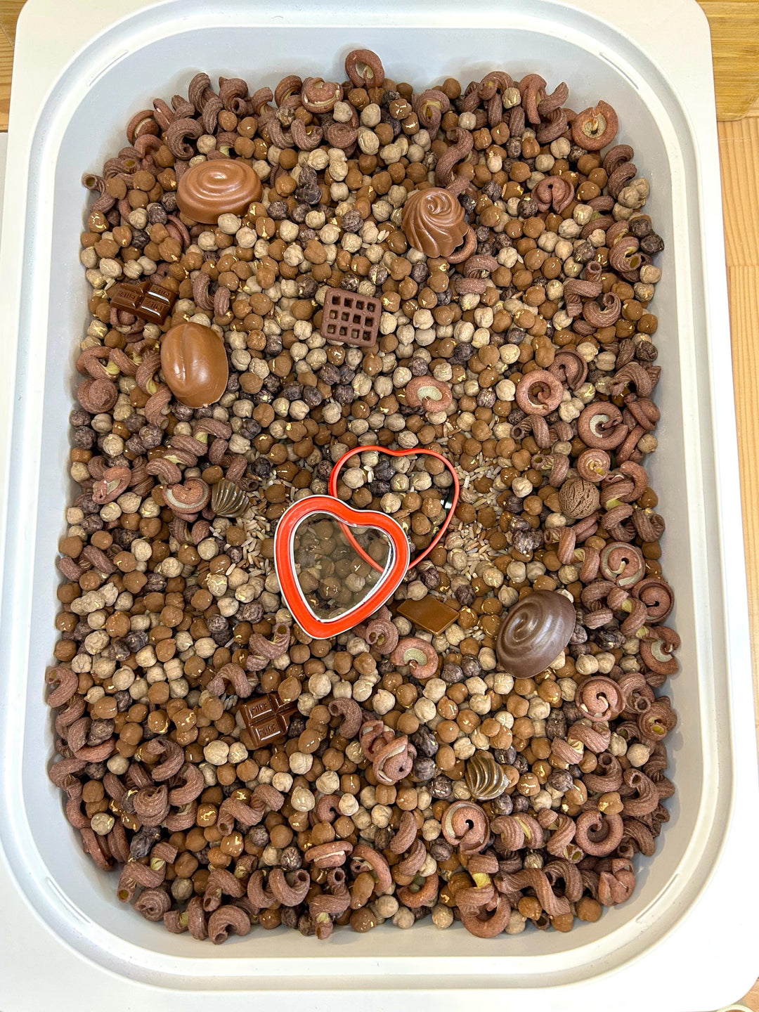 Chocolate Valentine Sensory Filler Mix | Chocolatey Sweet Treats Charms | Brown Tones Bin | Cocoa Inspired Loose Parts | Montessori Play