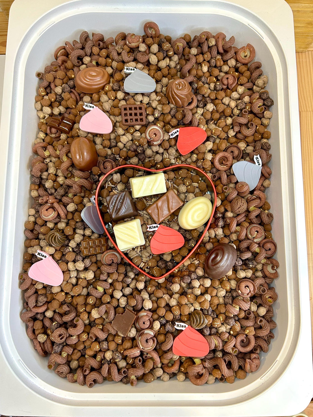 Chocolate Kisses Sensory Filler Mix | Cocoa Brown Sensory Bin | Valentine Inspired Loose Parts | Open-Ended Play | Interactive Day Care