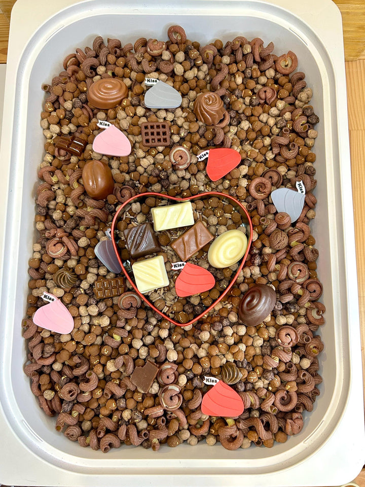 Chocolate Kisses Sensory Filler Mix | Cocoa Brown Sensory Bin | Valentine Inspired Loose Parts | Open-Ended Play | Interactive Day Care