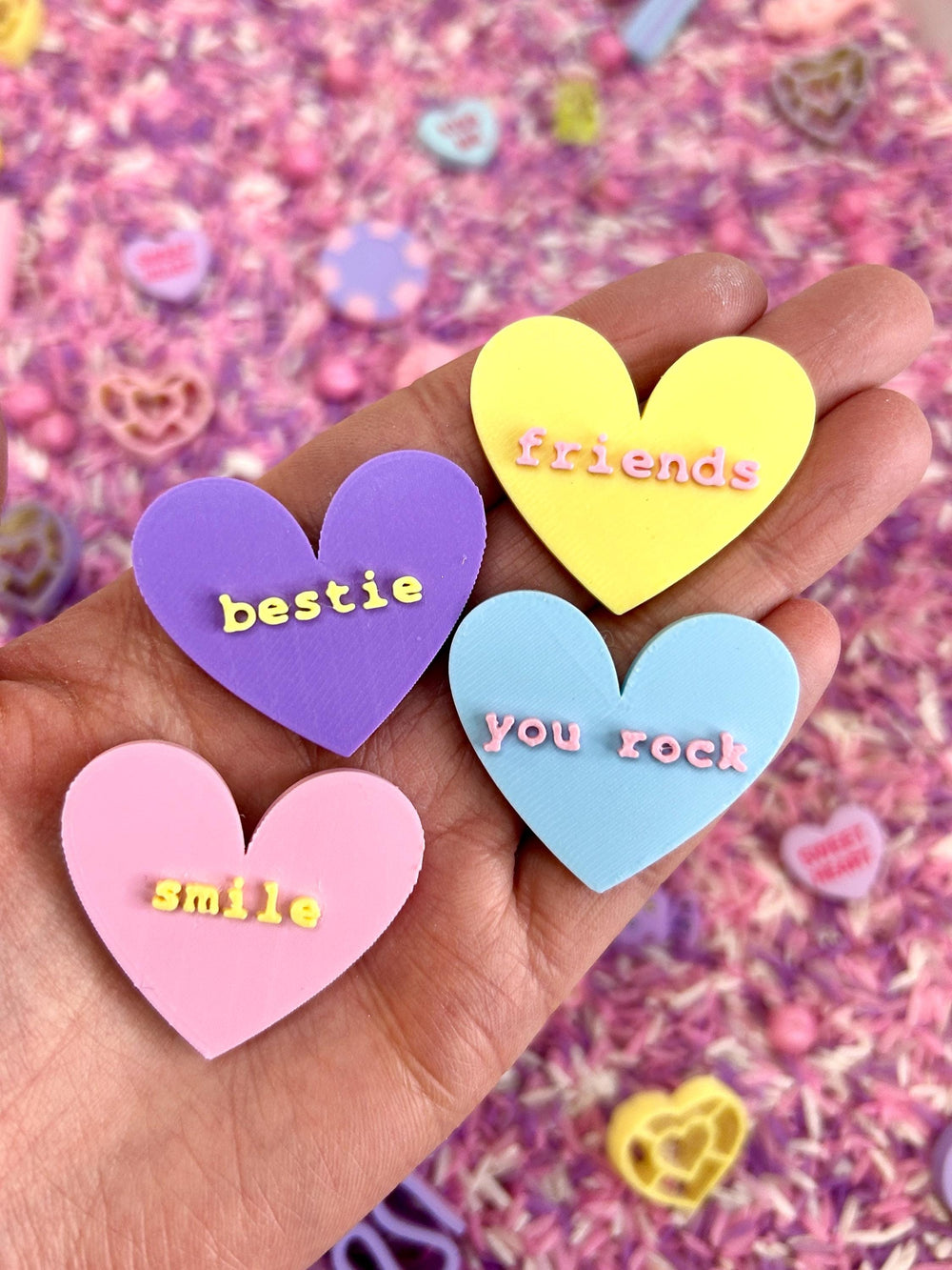 Pastel Candy Valentine Sensory Filler Mix | Conversation Hearts Sensory Bin | Pink Purple White Rice | Valentine’s Day Sensory Play