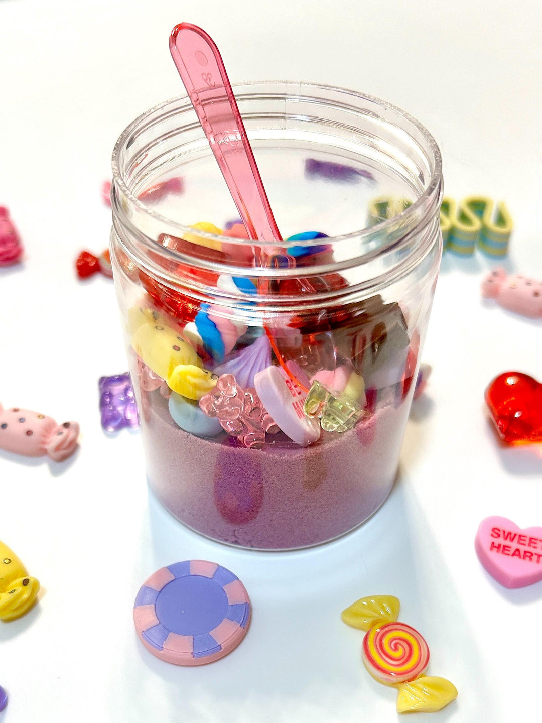 Red Valentine Kinetic Sand Kit | Love Charms Sensory Play | Candy & Heart Theme | Kids Play Kit | Friendship Party Favors | Loose Parts