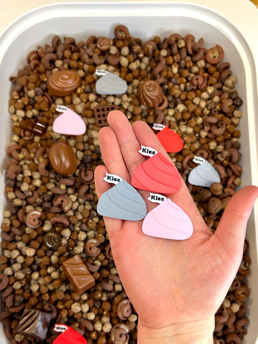 Chocolate Kisses Sensory Filler Mix | Cocoa Brown Sensory Bin | Valentine Inspired Loose Parts | Open-Ended Play | Interactive Day Care