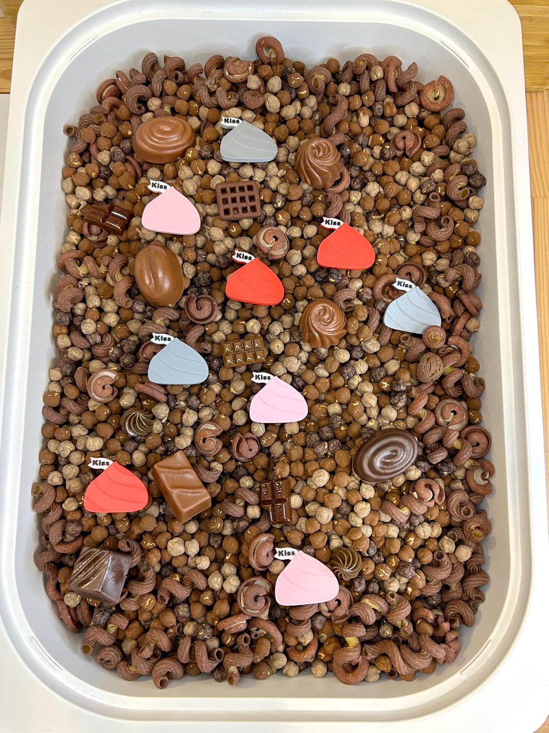 Chocolate Kisses Sensory Filler Mix | Cocoa Brown Sensory Bin | Valentine Inspired Loose Parts | Open-Ended Play | Interactive Day Care